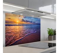 KitchenYeah© Crédence Adhésive Résistant À La Chaleur 55x80 cm Protection Mur Cuisine Panneaux Muraux Adhesif Panneau Decoratif Interieur Mer - Plage - Coucher de soleil - Nuages - Horizon
