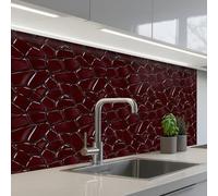 KitchenYeah© Crédence Adhésive Résistant À La Chaleur 60x100 cm Protection Mur Cuisine Panneaux Muraux Adhesif Panneau Decoratif Interieur Mosaïque - Carrelage - Rouge bourgogne