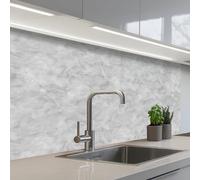 KitchenYeah© Crédence Adhésive Résistant À La Chaleur 60x100 cm Protection Mur Cuisine Panneaux Muraux Adhesif Panneau Decoratif Interieur Gris - Marbre - Mat