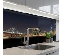 KitchenYeah© Crédence Adhésive Résistant À La Chaleur 60x100 cm Protection Mur Cuisine Panneaux Muraux Adhesif Panneau Decoratif Interieur Éclairage - Gratte-Ciel - Skyline