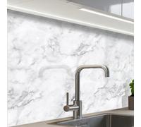 KitchenYeah© Crédence Adhésive Résistant À La Chaleur 60x80 cm Protection Mur Cuisine Panneaux Muraux Adhesif Panneau Decoratif Interieur Classique - Marbre - Veines - Gris