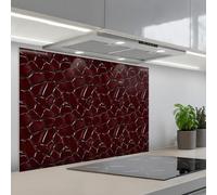 KitchenYeah© Crédence Adhésive Résistant À La Chaleur 60x90 cm Protection Mur Cuisine Panneaux Muraux Adhesif Panneau Decoratif Interieur Mosaïque - Carrelage - Rouge bourgogne