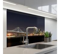 KitchenYeah© Crédence Adhésive Résistant À La Chaleur 80x100 cm Protection Mur Cuisine Panneaux Muraux Adhesif Panneau Decoratif Interieur Éclairage - Gratte-Ciel - Skyline