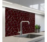KitchenYeah© Crédence Adhésive Résistant À La Chaleur 80x100 cm Protection Mur Cuisine Panneaux Muraux Adhesif Panneau Decoratif Interieur Mosaïque - Carrelage - Rouge bourgogne