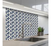 KitchenYeah© Crédence Adhésive Résistant À La Chaleur 80x100 cm Protection Mur Cuisine Panneaux Muraux Adhesif Panneau Decoratif Interieur Japon - Motifs - Bleu