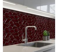 KitchenYeah© Crédence Adhésive Résistant À La Chaleur 80x150 cm Protection Mur Cuisine Panneaux Muraux Adhesif Panneau Decoratif Interieur Mosaïque - Carrelage - Rouge bourgogne