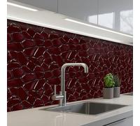 KitchenYeah© Crédence Adhésive Résistant À La Chaleur 80x200 cm Protection Mur Cuisine Panneaux Muraux Adhesif Panneau Decoratif Interieur Mosaïque - Carrelage - Rouge bourgogne