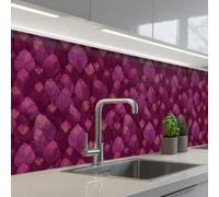 KitchenYeah© Crédence Adhésive Résistant À La Chaleur 80x200 cm Protection Mur Cuisine Panneaux Muraux Adhesif Panneau Decoratif Interieur Feuilles - Motif - Bourgogne