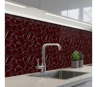KitchenYeah© Crédence Adhésive Résistant À La Chaleur 80x300 cm Protection Mur Cuisine Panneaux Muraux Adhesif Panneau Decoratif Interieur Mosaïque - Carrelage - Rouge bourgogne