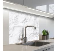 KitchenYeah© Crédence Adhésive Résistant À La Chaleur 80x80 cm Protection Mur Cuisine Panneaux Muraux Adhesif Panneau Decoratif Interieur Classique - Marbre - Veines - Gris