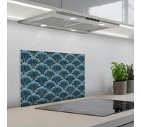 KitchenYeah© Credence Cuisine 40x60 cm Adhesif Protection Mur Plaque De Cuisson Plastique Rigide Revetement Murale À Coller Motif - Feuille de ginkgo - Bleu
