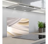 KitchenYeah© Credence Cuisine 40x60 cm Adhesif Protection Mur Plaque De Cuisson Plastique Rigide Revetement Murale À Coller Vagues - Abstrait - Beige