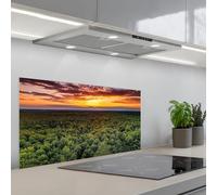 KitchenYeah© Credence Cuisine 45x90 cm Adhesif Protection Mur Plaque De Cuisson Plastique Rigide Revetement Murale À Coller Forêt - Nuit - Ciel - Horizon - Arbres