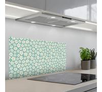 KitchenYeah© Credence Cuisine 45x90 cm Adhesif Protection Mur Plaque De Cuisson Plastique Rigide Revetement Murale À Coller Fleurs - Blanc - Vintage - Motifs