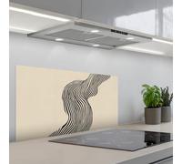 KitchenYeah© Credence Cuisine 45x90 cm Adhesif Protection Mur Plaque De Cuisson Plastique Rigide Revetement Murale À Coller Ondes - Lignes - Abstrait - Silhouette