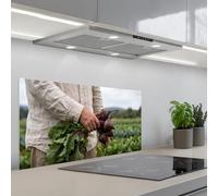 KitchenYeah© Credence Cuisine 45x90 cm Adhesif Protection Mur Plaque De Cuisson Plastique Rigide Revetement Murale À Coller Betteraves - Fraîches - Potager