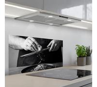 KitchenYeah© Credence Cuisine 45x90 cm Adhesif Protection Mur Plaque De Cuisson Plastique Rigide Revetement Murale À Coller Fromage - Pâtes - Râpe