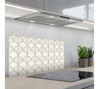 KitchenYeah© Credence Cuisine 45x90 cm Adhesif Protection Mur Plaque De Cuisson Plastique Rigide Revetement Murale À Coller Mosaïque - Arches - Or