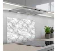 KitchenYeah© Credence Cuisine 50x70 cm Adhesif Protection Mur Plaque De Cuisson Plastique Rigide Revetement Murale À Coller Gris - Marbre - Classique - Veines