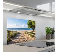 KitchenYeah© Credence Cuisine 50x70 cm Adhesif Protection Mur Plaque De Cuisson Plastique Rigide Revetement Murale À Coller Plage sable - Océan - Nature