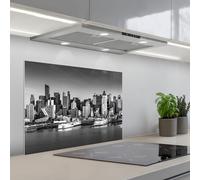 KitchenYeah© Credence Cuisine 50x70 cm Adhesif Protection Mur Plaque De Cuisson Plastique Rigide Revetement Murale À Coller Skyline - Ville - Gratte-Ciel - Noir - Blanc