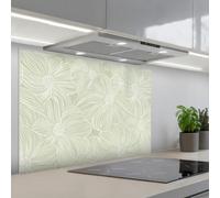 KitchenYeah© Credence Cuisine 55x80 cm Adhesif Protection Mur Plaque De Cuisson Plastique Rigide Revetement Murale À Coller Serein - Fleurs - Vert