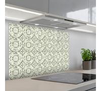 KitchenYeah© Credence Cuisine 55x80 cm Adhesif Protection Mur Plaque De Cuisson Plastique Rigide Revetement Murale À Coller Ornement curly - Tile - Green