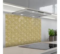 KitchenYeah© Credence Cuisine 55x80 cm Adhesif Protection Mur Plaque De Cuisson Plastique Rigide Revetement Murale À Coller Éventail - Géométrique - Vert