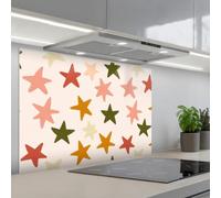 KitchenYeah© Credence Cuisine 55x80 cm Adhesif Protection Mur Plaque De Cuisson Plastique Rigide Revetement Murale À Coller Étoiles - Motif - Coloré