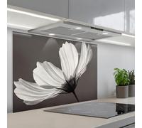 KitchenYeah© Credence Cuisine 55x80 cm Adhesif Protection Mur Plaque De Cuisson Plastique Rigide Revetement Murale À Coller Fleur - Minimaliste - Noir - Blanc