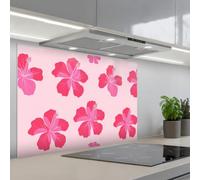 KitchenYeah© Credence Cuisine 55x80 cm Adhesif Protection Mur Plaque De Cuisson Plastique Rigide Revetement Murale À Coller Hibiscus - Fleurs - Rose