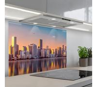 KitchenYeah© Credence Cuisine 55x80 cm Adhesif Protection Mur Plaque De Cuisson Plastique Rigide Revetement Murale À Coller Skyline - Bâtiments - Villes