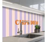 KitchenYeah© Credence Cuisine 60x100 cm Adhesif Protection Mur Plaque De Cuisson Plastique Rigide Revetement Murale À Coller Lilas - Orange - Rayures - Carpe Diem