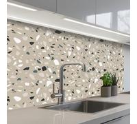 KitchenYeah© Credence Cuisine 60x100 cm Adhesif Protection Mur Plaque De Cuisson Plastique Rigide Revetement Murale À Coller Terrazzo - Motif - Vert