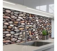 KitchenYeah© Credence Cuisine 60x100 cm Adhesif Protection Mur Plaque De Cuisson Plastique Rigide Revetement Murale À Coller Marbre - Couleurs - Galets