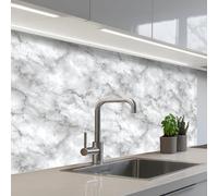 KitchenYeah© Credence Cuisine 60x100 cm Adhesif Protection Mur Plaque De Cuisson Plastique Rigide Revetement Murale À Coller Gris - Marbre - Classique - Veines