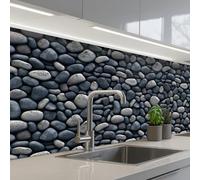 KitchenYeah© Credence Cuisine 60x150 cm Adhesif Protection Mur Plaque De Cuisson Plastique Rigide Revetement Murale À Coller Cool - Gris - Galets