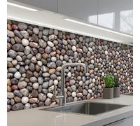 KitchenYeah© Credence Cuisine 60x200 cm Adhesif Protection Mur Plaque De Cuisson Plastique Rigide Revetement Murale À Coller Marbre - Couleurs - Galets