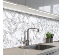 KitchenYeah© Credence Cuisine 60x200 cm Adhesif Protection Mur Plaque De Cuisson Plastique Rigide Revetement Murale À Coller Marbre - Couche - Rupture - Structure grise