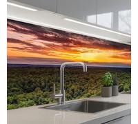KitchenYeah© Credence Cuisine 60x200 cm Adhesif Protection Mur Plaque De Cuisson Plastique Rigide Revetement Murale À Coller Forêt - Nuit - Ciel - Horizon - Arbres