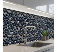 KitchenYeah© Credence Cuisine 60x300 cm Adhesif Protection Mur Plaque De Cuisson Plastique Rigide Revetement Murale À Coller Cool - Gris - Galets