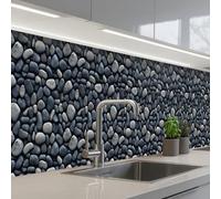 KitchenYeah© Credence Cuisine 60x350 cm Adhesif Protection Mur Plaque De Cuisson Plastique Rigide Revetement Murale À Coller Cool - Gris - Galets