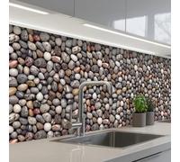 KitchenYeah© Credence Cuisine 60x350 cm Adhesif Protection Mur Plaque De Cuisson Plastique Rigide Revetement Murale À Coller Marbre - Couleurs - Galets