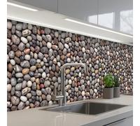 KitchenYeah© Credence Cuisine 60x500 cm Adhesif Protection Mur Plaque De Cuisson Plastique Rigide Revetement Murale À Coller Marbre - Couleurs - Galets