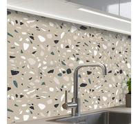 KitchenYeah© Credence Cuisine 60x80 cm Adhesif Protection Mur Plaque De Cuisson Plastique Rigide Revetement Murale À Coller Terrazzo - Motif - Vert