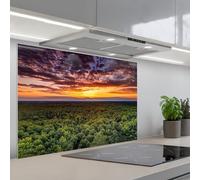KitchenYeah© Credence Cuisine 60x90 cm Adhesif Protection Mur Plaque De Cuisson Plastique Rigide Revetement Murale À Coller Forêt - Nuit - Ciel - Horizon - Arbres