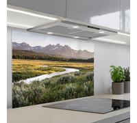 KitchenYeah© Credence Cuisine 60x90 cm Adhesif Protection Mur Plaque De Cuisson Plastique Rigide Revetement Murale À Coller Paysage de montagne - Rivière - Forêt