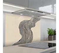 KitchenYeah© Credence Cuisine 60x90 cm Adhesif Protection Mur Plaque De Cuisson Plastique Rigide Revetement Murale À Coller Ondes - Lignes - Abstrait - Silhouette