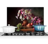KitchenYeah© Crédence Cuisine 70x50 cm Aluminium Accessoire Déco Protège Mur Plaque Protection Anti Éclaboussure Évier Fleurs - Fruits - Nature Morte - Rose
