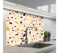 KitchenYeah© Credence Cuisine 80x100 cm Adhesif Protection Mur Plaque De Cuisson Plastique Rigide Revetement Murale À Coller Terrazzo - Motif - Jaune